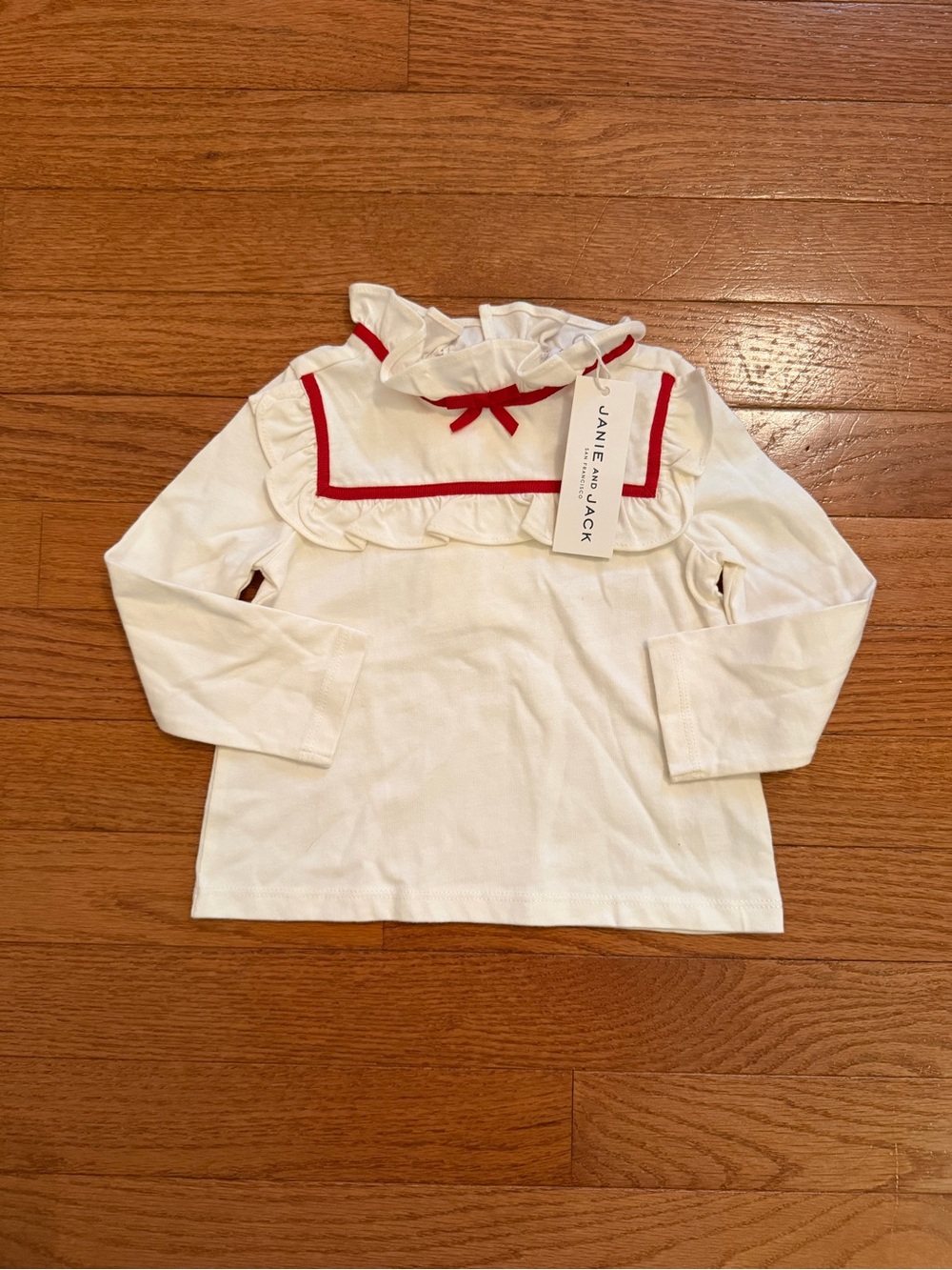 NWT Janie and Jack Red and White Ruffle Holiday Blouse